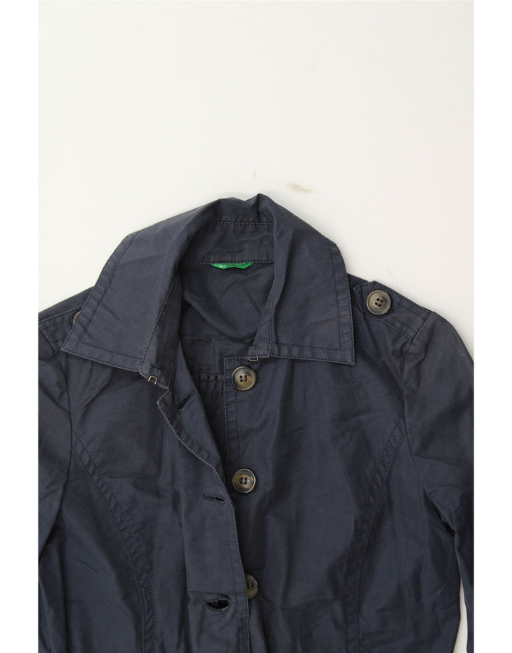 BENETTON Womens Military Jacket IT 40 Small Navy Blue Cotton Vintage Benetton and Second-Hand Benetton from Messina Hembry 