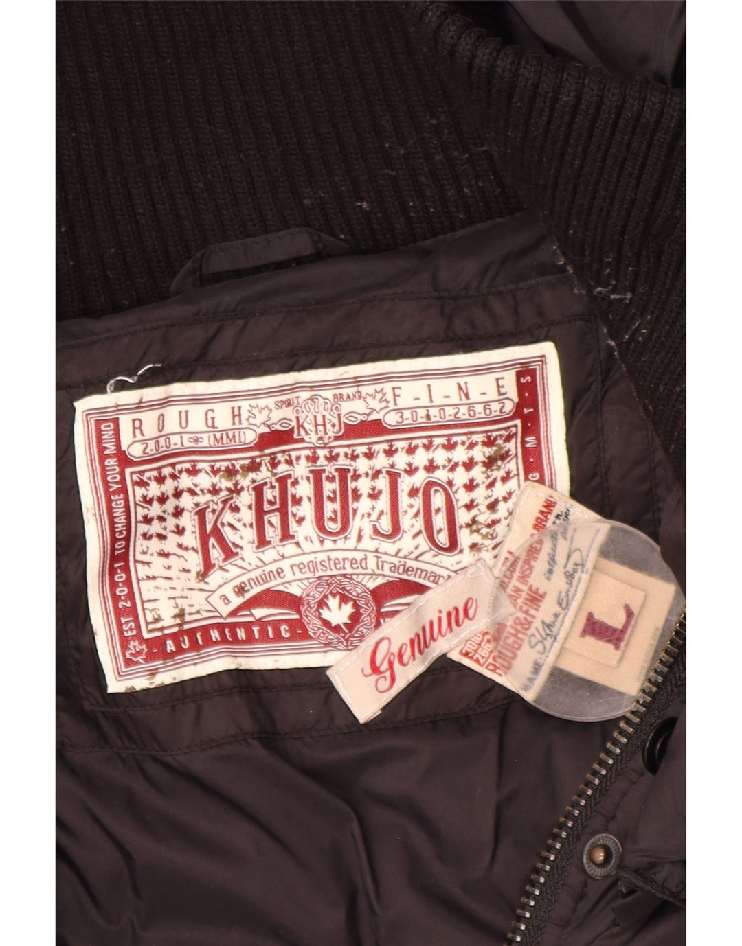 KHUJO Polstret hættejakke til kvinder UK 16 Stor sort nylon