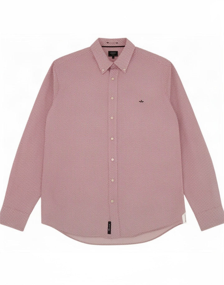 Arrow Herre Fitted Shirt Størrelse 39 15 1/2 Medium Rød Geometrisk