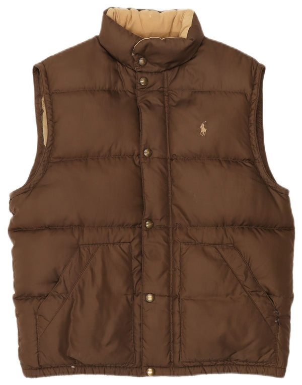 Ralph Lauren Herre Polstret Gilet UK 38 Medium Brun Polyester
