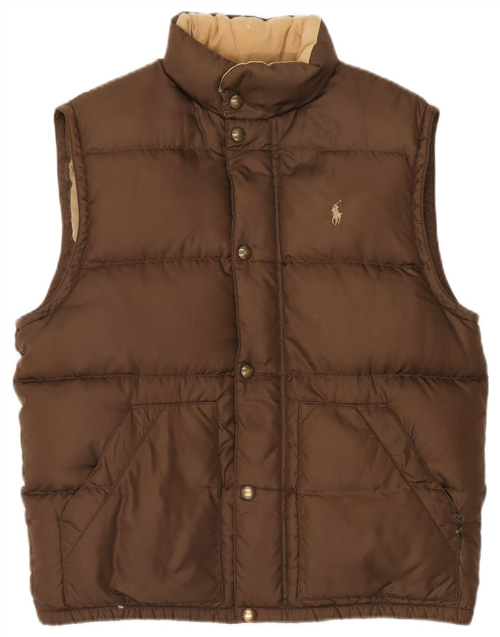 Ralph Lauren Herre Polstret Gilet UK 38 Medium Brun Polyester