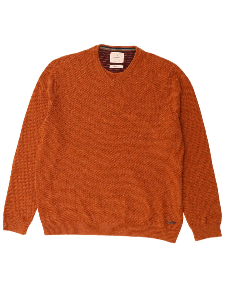 White Stuff Herre V-hals sweater XL Orange Uld