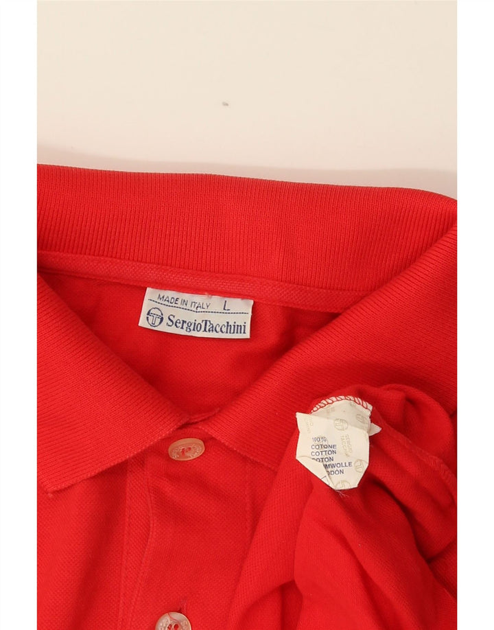 Sergio Tacchini herre polo skjorte stor rød bomuld