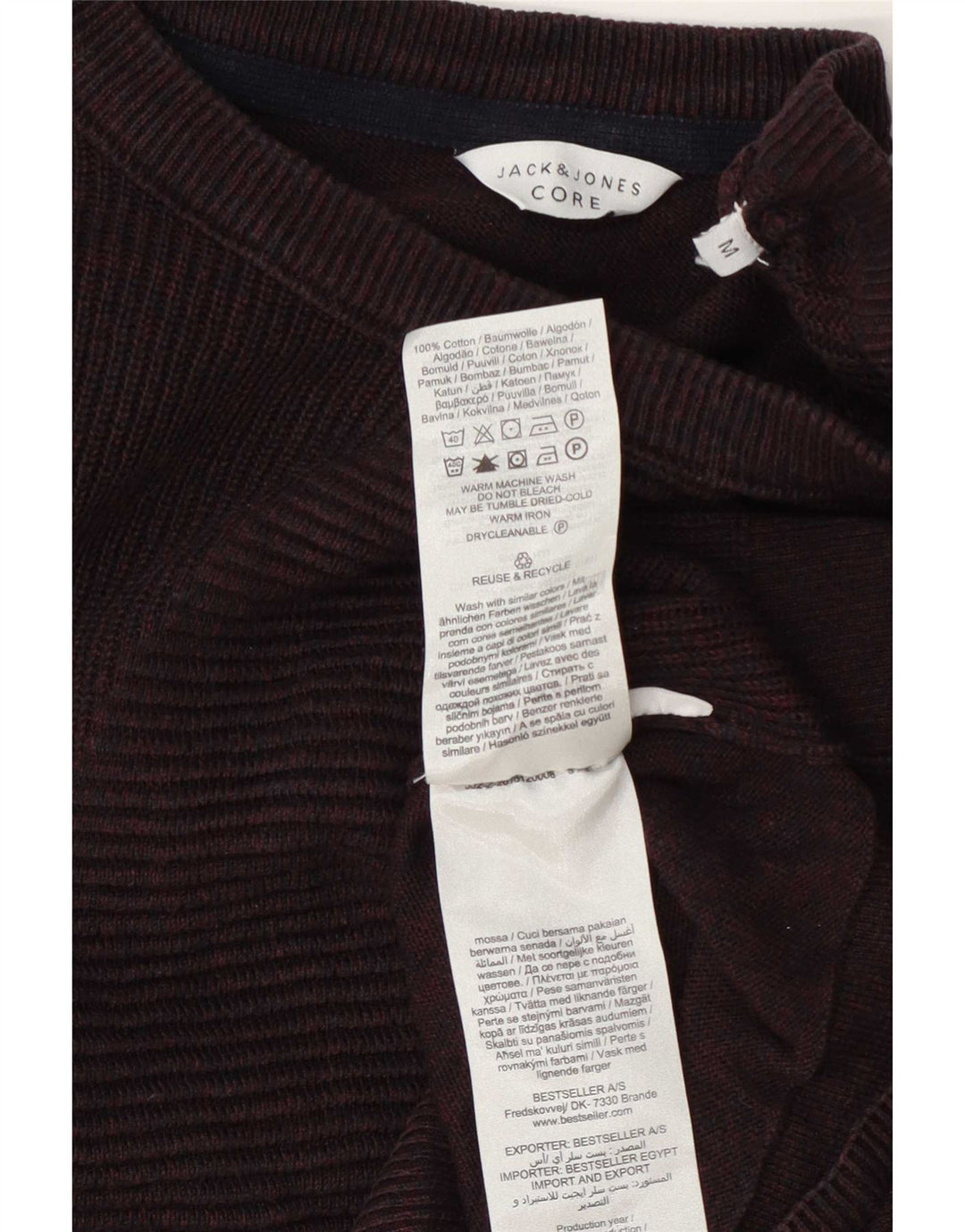 Jack & Jones Herre Core Regular Fit Boat Neck Jumper Sweater Medium Burgundy