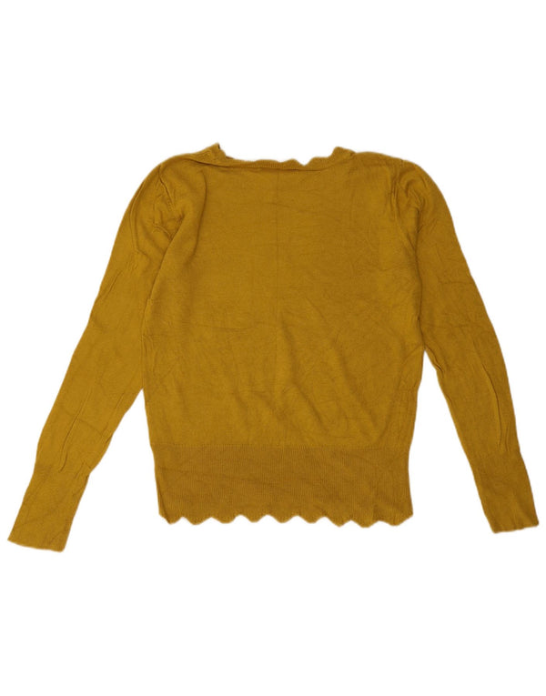 Oasis Dame Boat Neck Jumper Sweater UK 10 Small Yellow Viscose