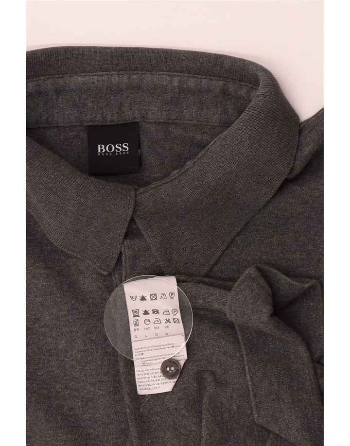 Hugo Boss Langærmet herre poloshirt Stor grå bomuld