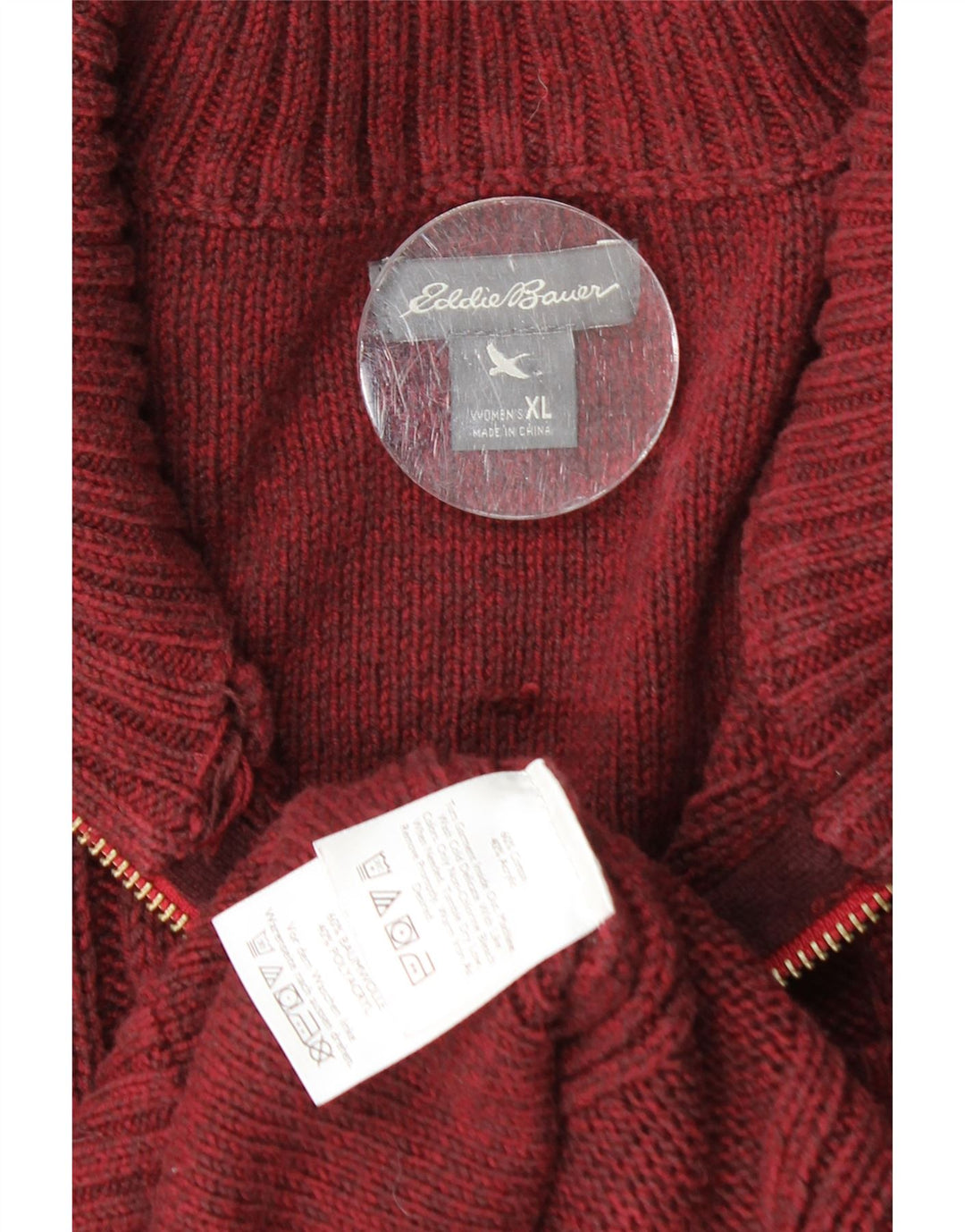 EDDIE BAUER Dame cardigan sweater UK 18 XL Bourgogne bomuld