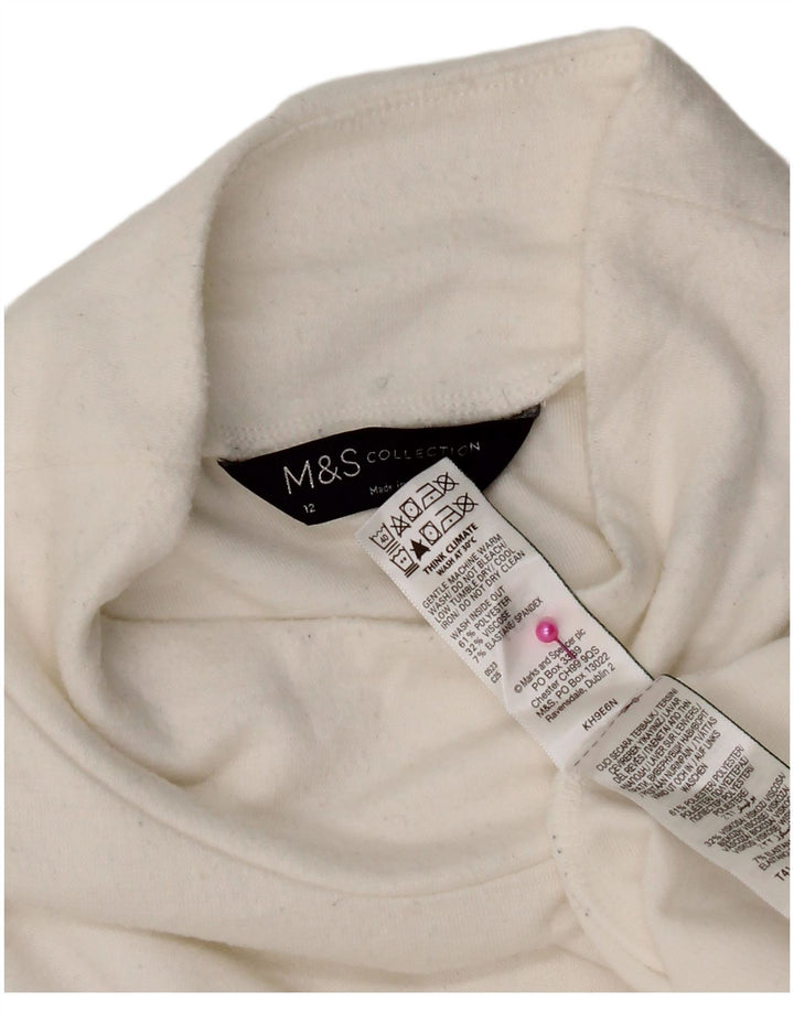Marks & Spencer Dametop Langærmet UK 12 Medium White Polyester