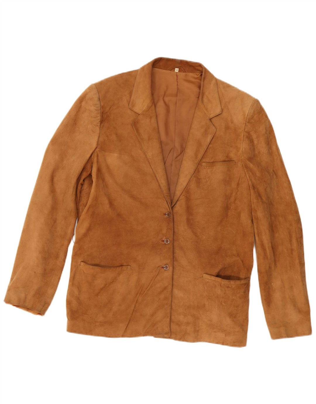Vintage dame 3-knaps ruskindsblazerjakke IT 48 XL beige læder
