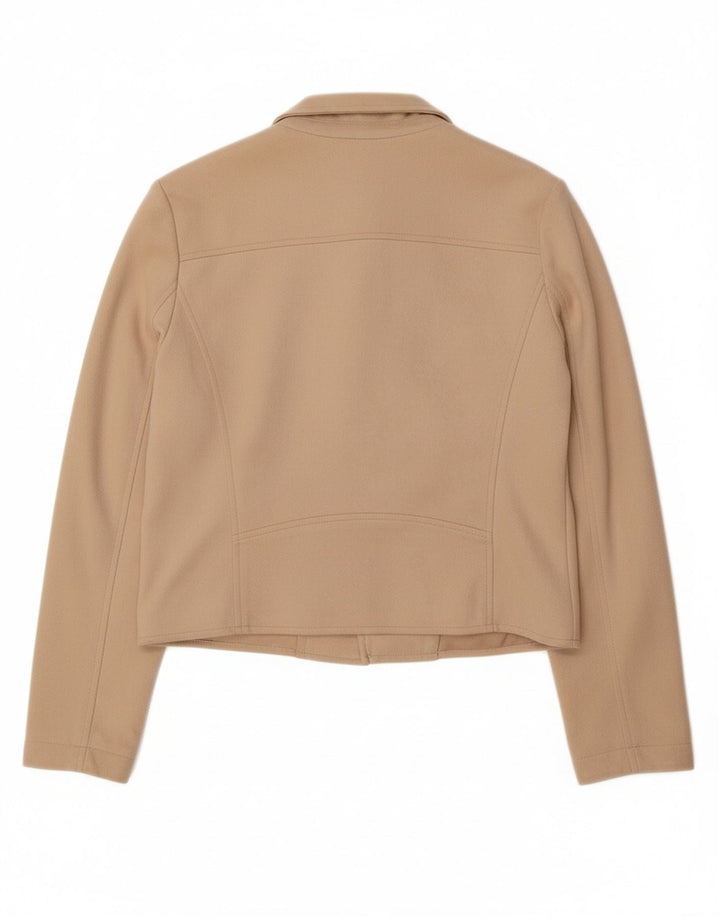 GUESS Womens Crop Bomber Jacket UK 10 Small Beige Polyester