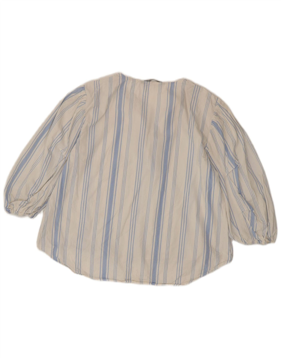 ZARA Dame 3/4 ærmet bluse Top UK 12 Mellem blå stribet