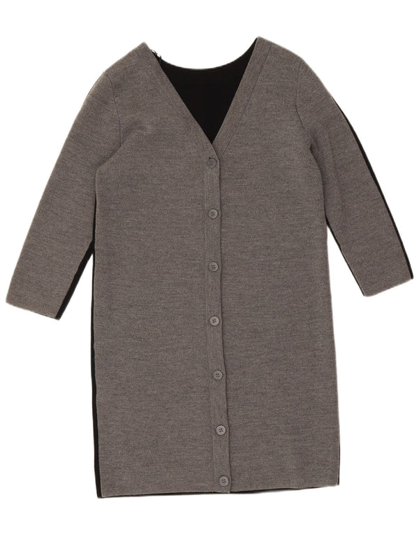 Cos Dame 3/4-ærmet Longline cardigan sweater UK 6 XS Grå Colourblock