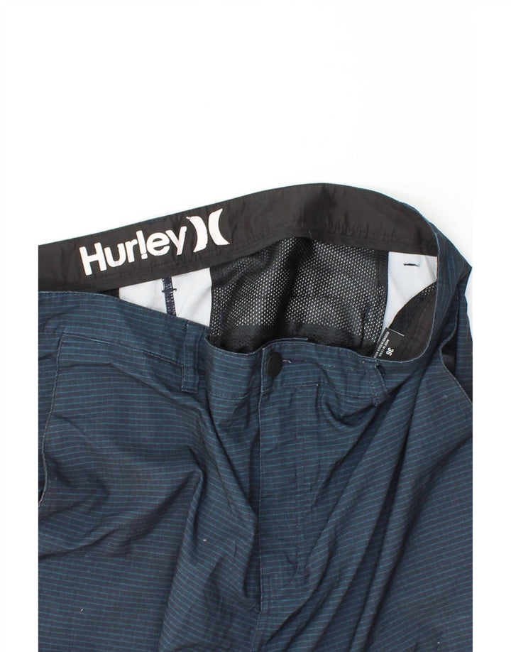 HURLEY Mens Chino Shorts W36 Large Navy Blue Striped Polyester Vintage Hurley and Second-Hand Hurley from Messina Hembry 