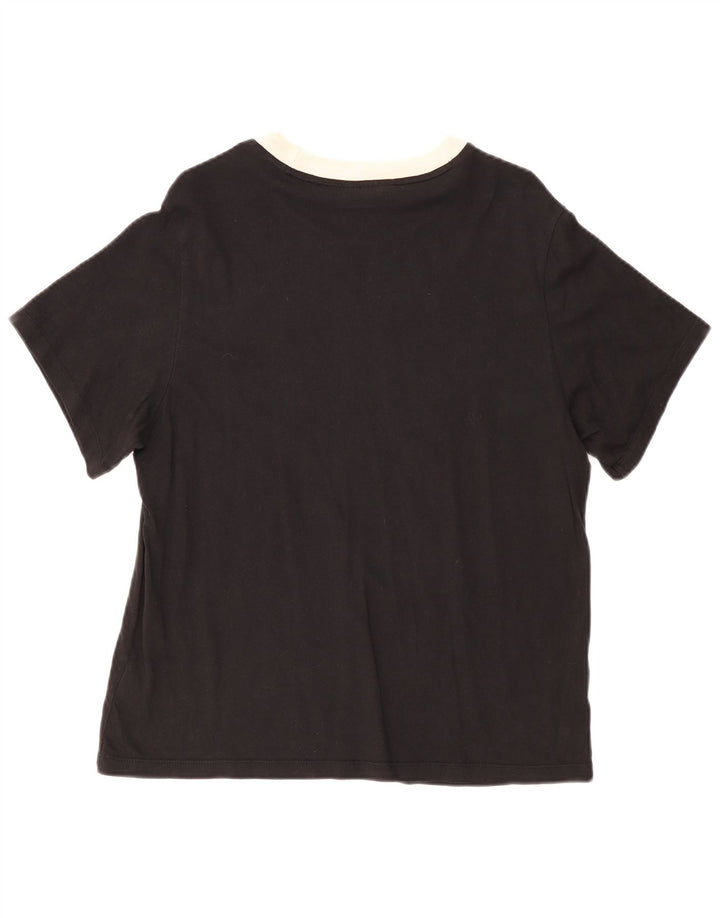ADIDAS Dame T-Shirt Top UK 12 Medium Sort Bomuld