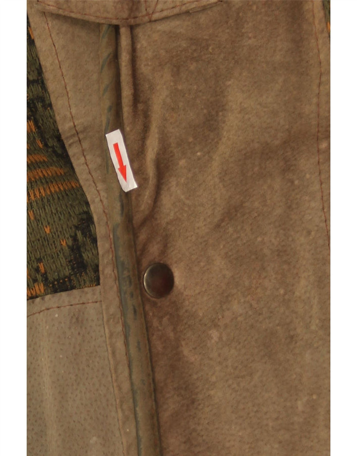 Vintage herre ruskind bomberjakke UK 40 Large Khaki Geometrisk Læder