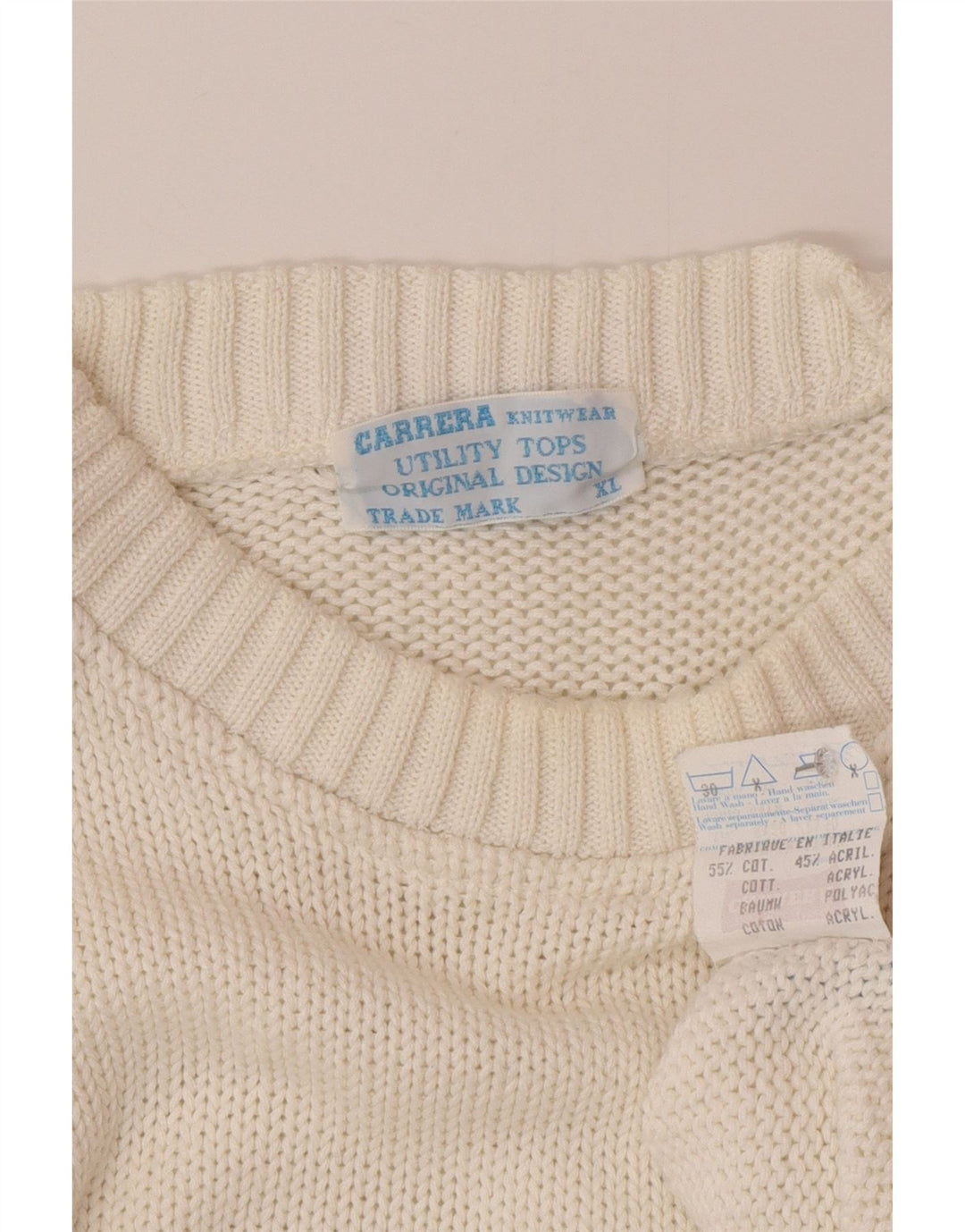 Carrera herre sweater med rund hals XL hvid bomuld