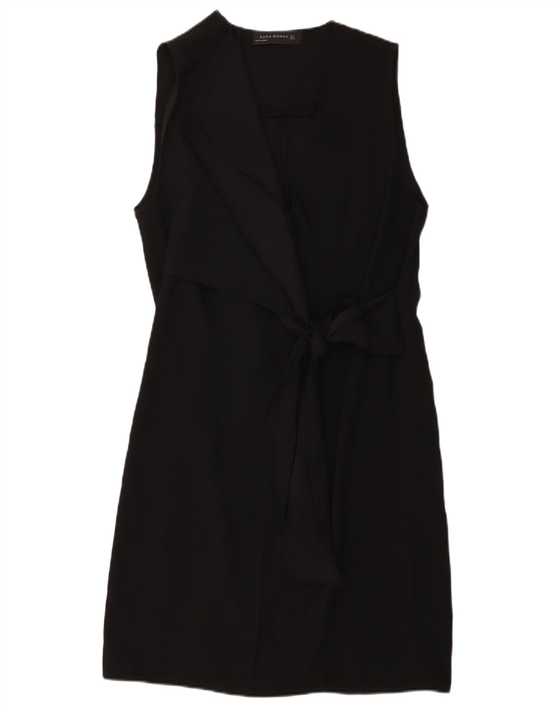 Zara Dame Sleeveless Wrap Dress UK 14 Medium Black