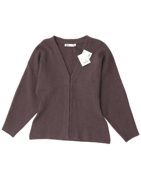 Zara Dame Cardigan Sweater UK 12 Medium Grey Viscose