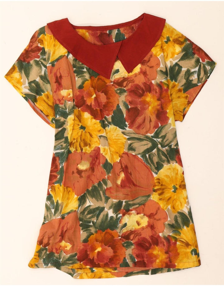 Vintage Dame A-Line Kjole UK 14 Medium Multicolored Floral