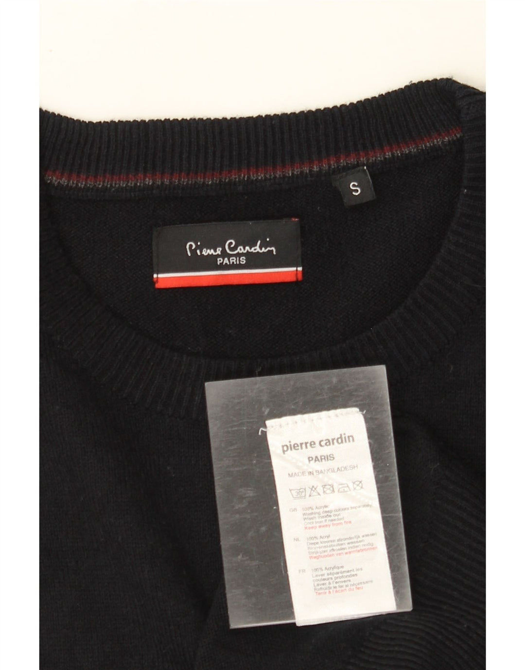 PIERRE CARDIN Herre sweater med rund hals, lille sort akryl