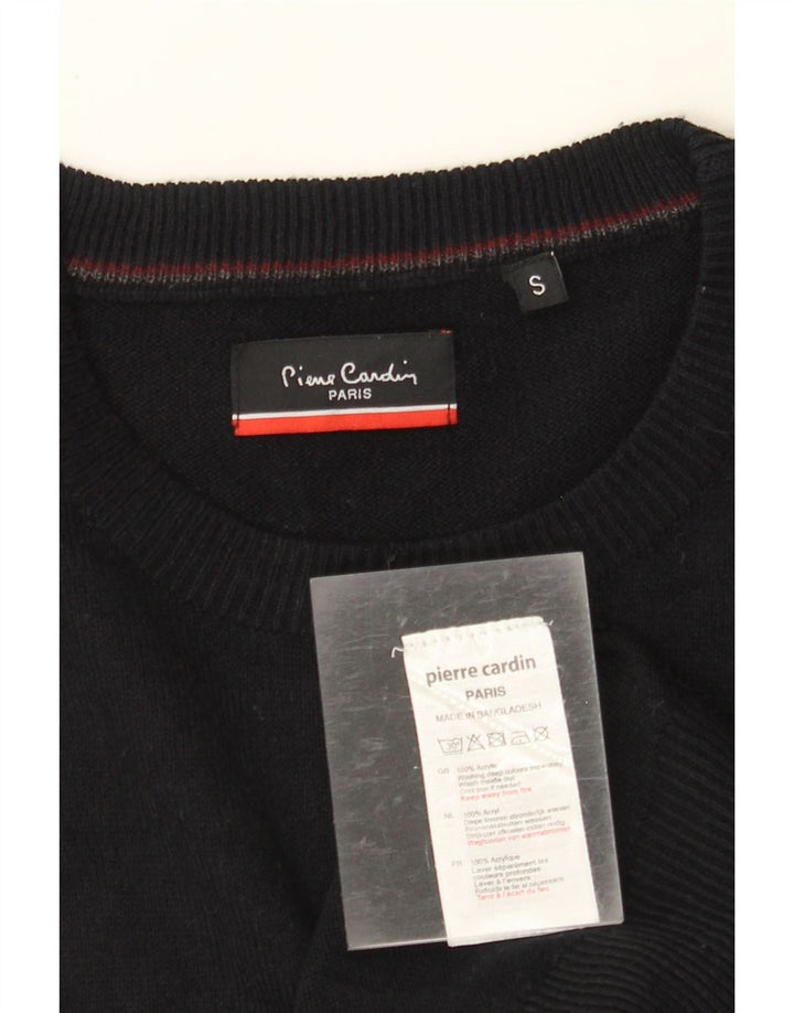 PIERRE CARDIN Herre sweater med rund hals, lille sort akryl