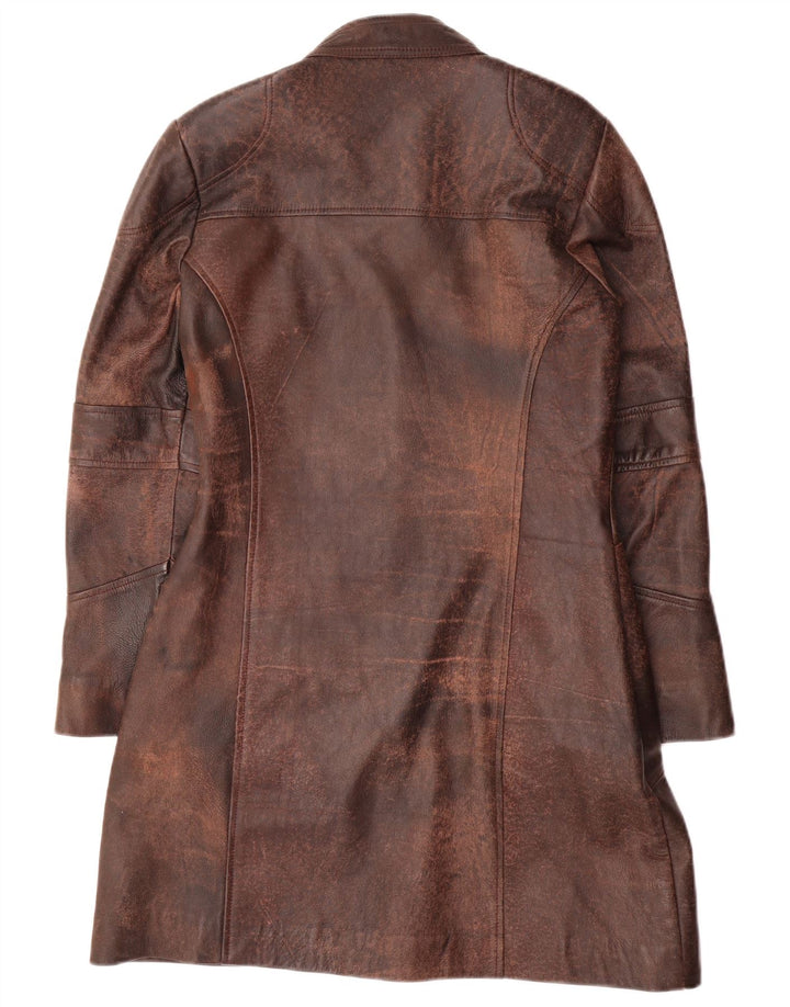 Vintage læderfrakke til kvinder UK 14 medium brunt læder