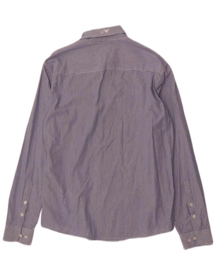 Armani Jeans Herre Fitted Shirt 2XL Blå nålestribet bomuld