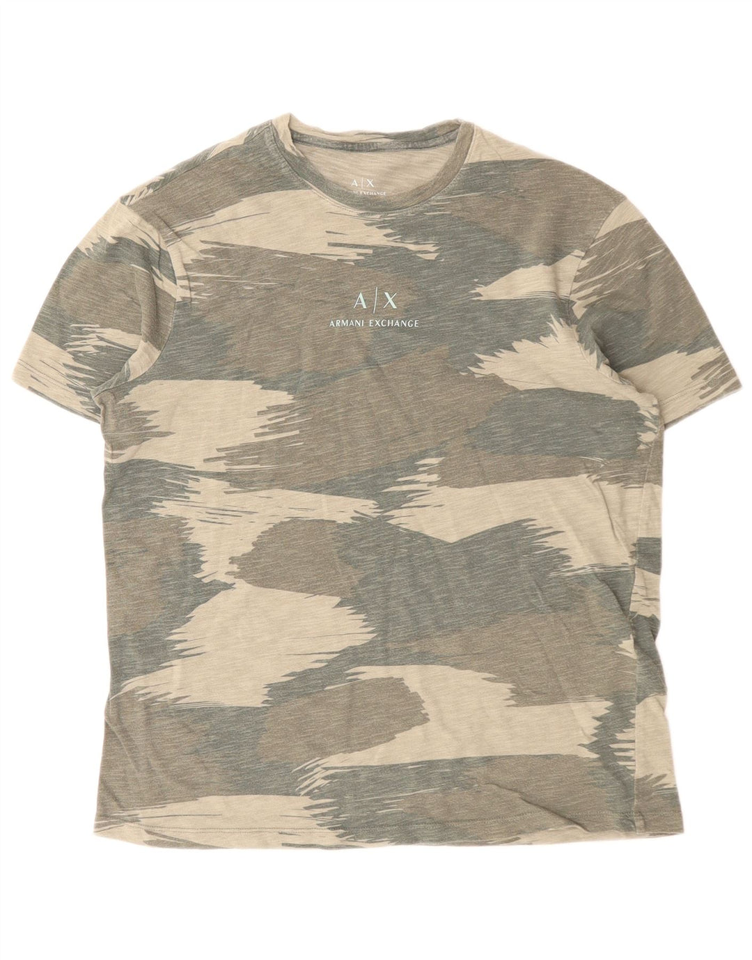 Armani Exchange Herre grafisk T-shirt Top Lille Khaki Camouflage Bomuld