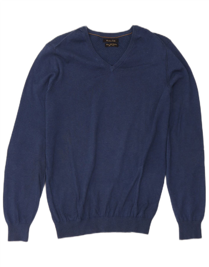 Massimo Dutti Herre V-hals sweater Medium Marineblå Bomuld