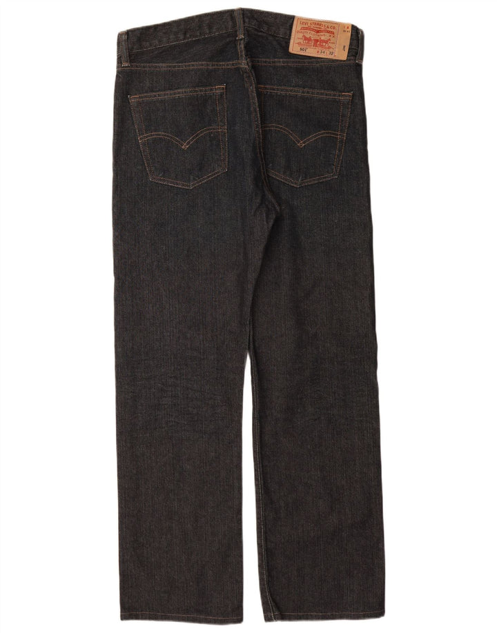 LEVI'S Herre 501 Straight Jeans W34 L30 Marineblå Bomuld