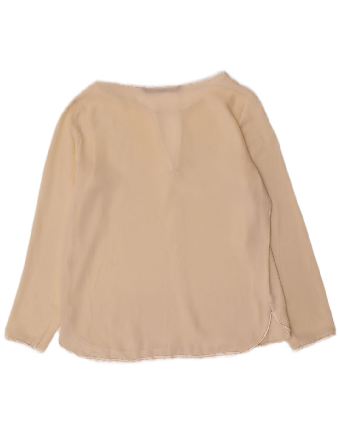 Zara Dame Langærmet Bluse Top UK 10 Small Beige