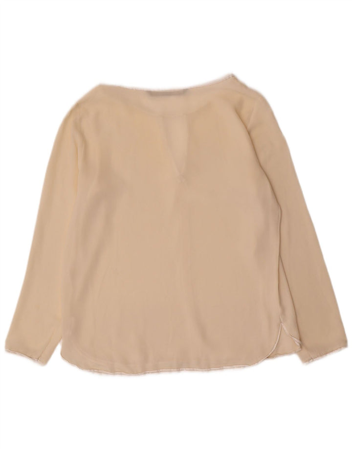 Zara Dame Langærmet Bluse Top UK 10 Small Beige