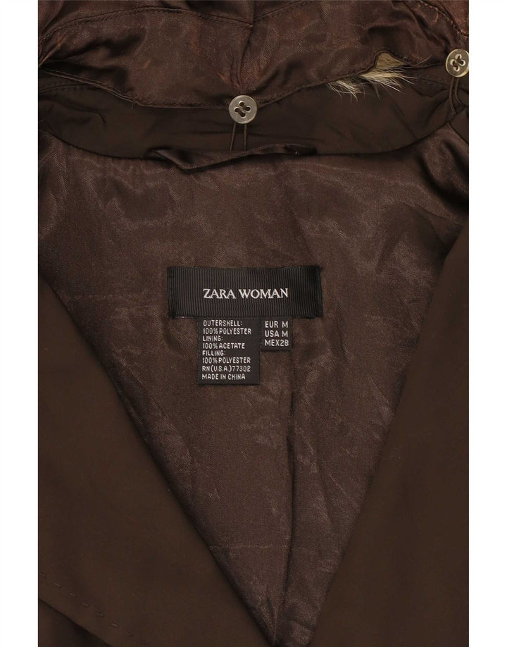Zara Womens Parka Jacket UK 14 Medium Brown Polyester