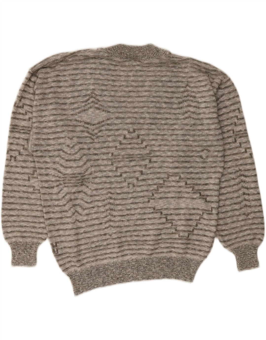 Vintage herre V-hals sweater mellem grå stribet