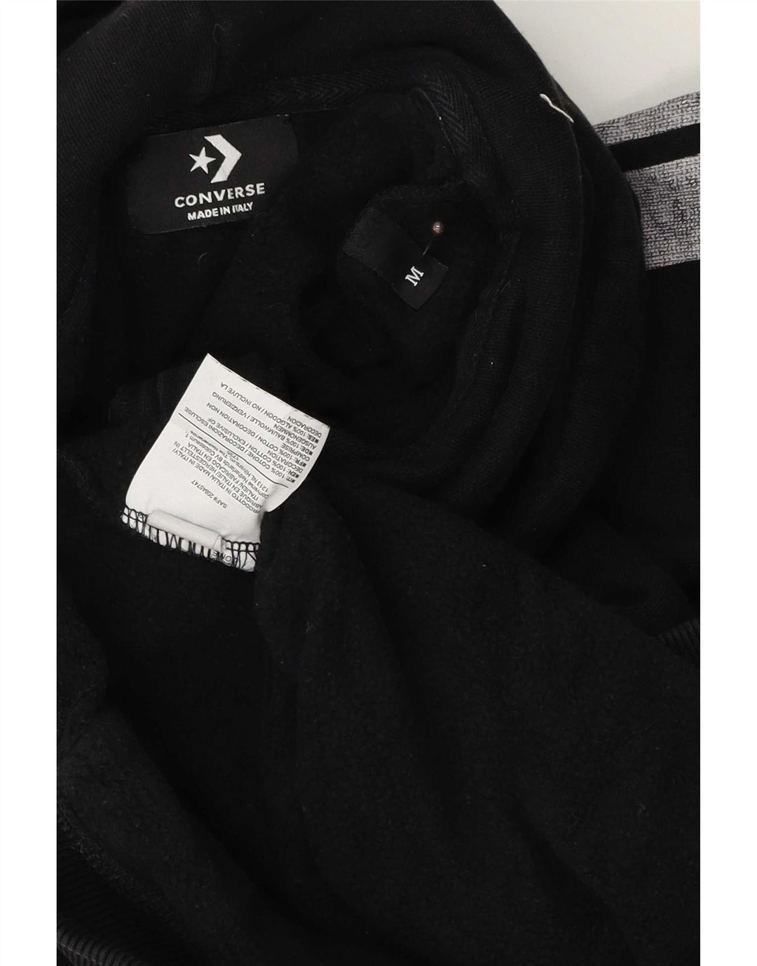 Converse Herre lynlåshals Grafisk hættetrøje Jumper Medium Sort Colourblock