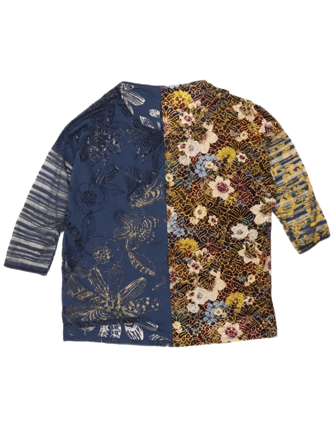 Desigual Womens Oversized Top 3/4 ærme UK 16 Large Multicolored Floral