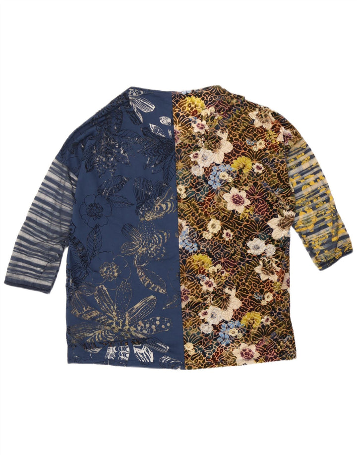 Desigual Womens Oversized Top 3/4 ærme UK 16 Large Multicolored Floral