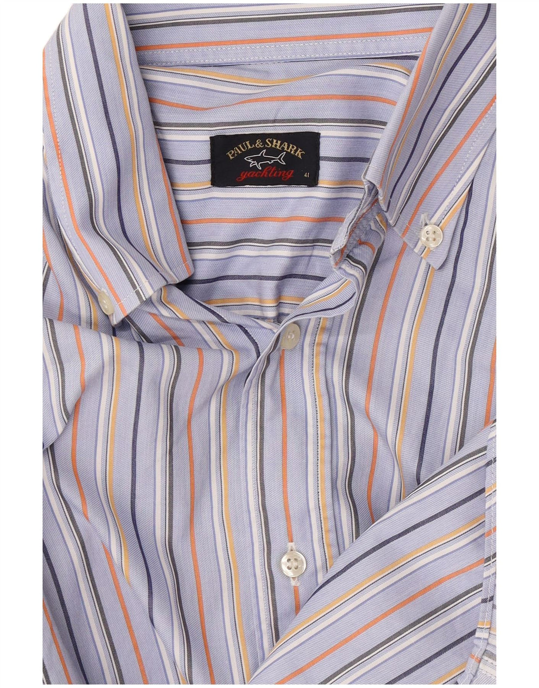Paul & Shark Herre Yachting Shirt Størrelse 41 Mellem blå stribet bomuld