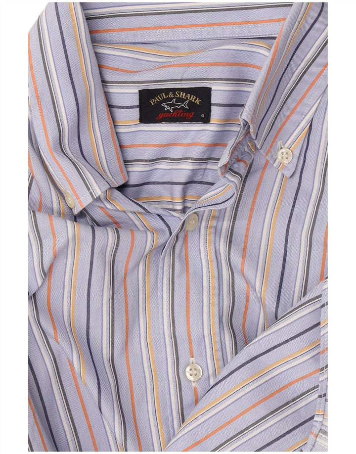 Paul & Shark Herre Yachting Shirt Størrelse 41 Mellem blå stribet bomuld