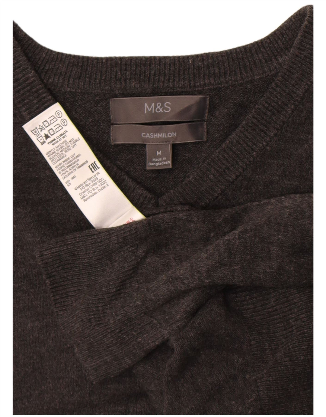 MARKS & SPENCER Herre V-hals sweater Medium Grå Akryl