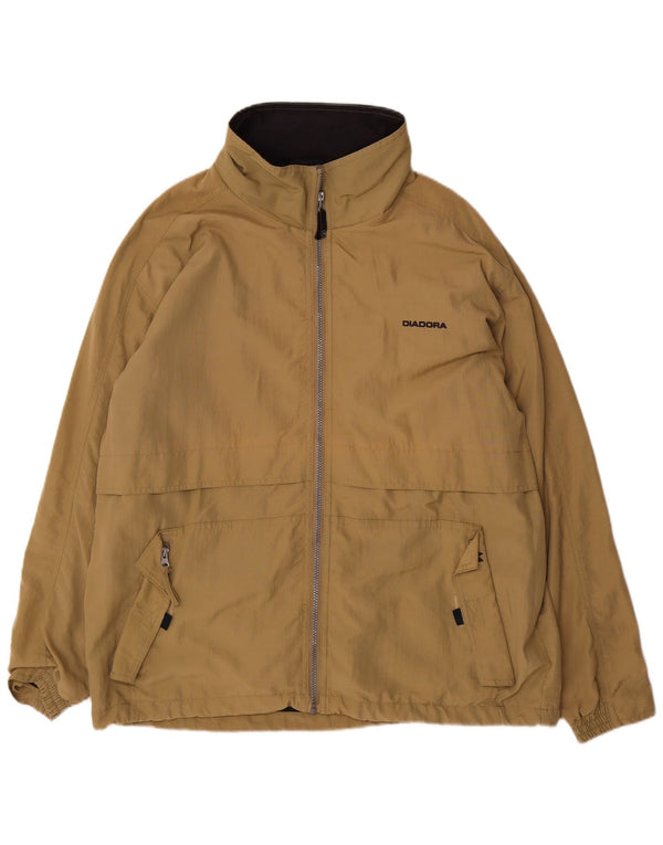 Diadora Regnjakke med hætte til mænd UK 42 XL Khaki Polyamid
