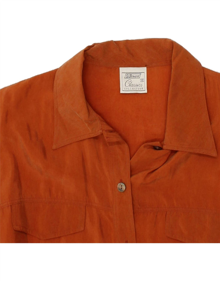 ST. BERNARD Womens Classics Short Sleeve Shirt Blouse US 12 Large Orange Vintage St. Bernard and Second-Hand St. Bernard from Messina Hembry 