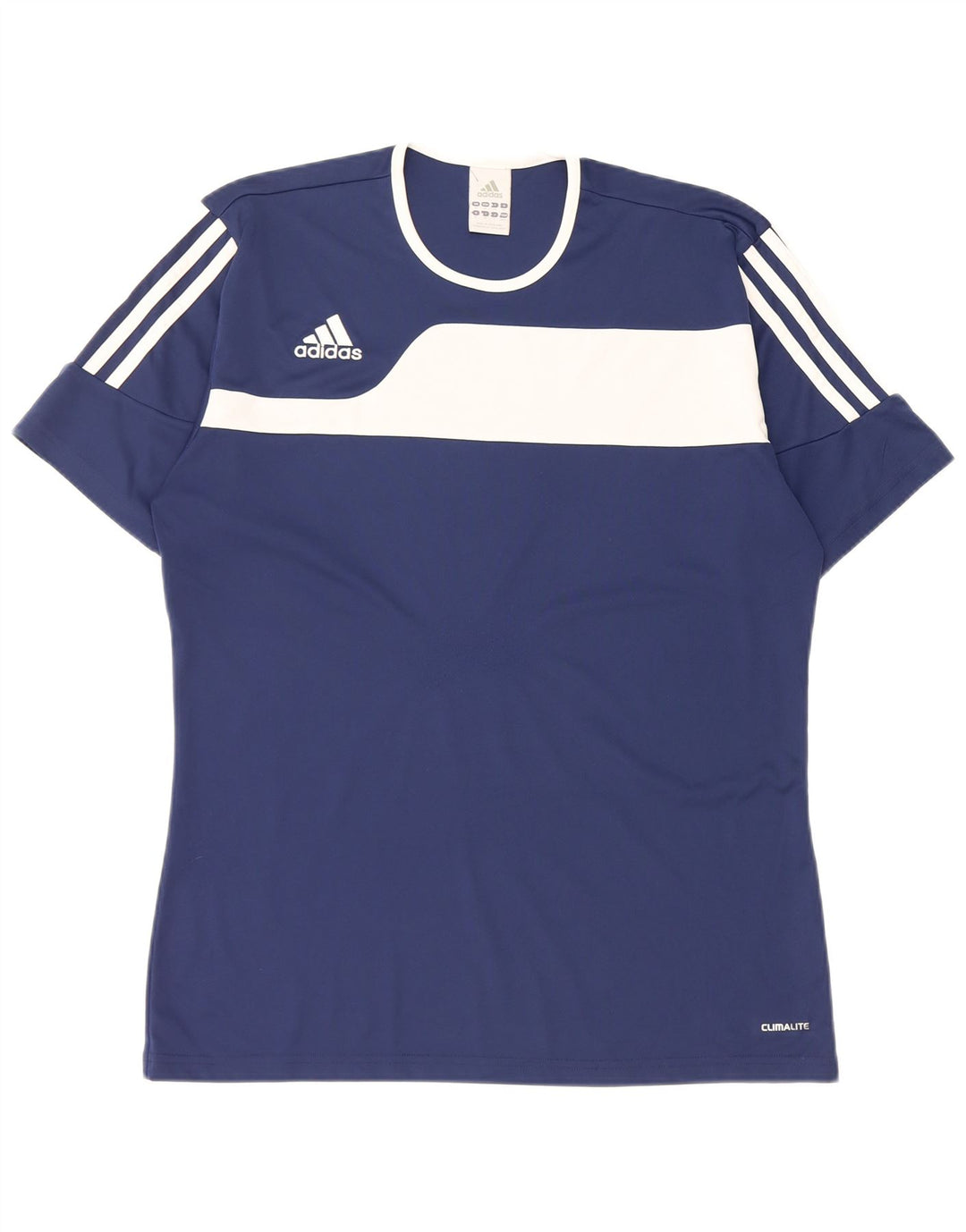 Adidas Herre Climalite T-Shirt Top Medium Navy Blue Colourblock