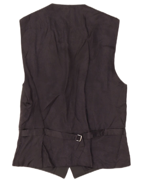 Vintage dobbeltradet vest til mænd IT 48 Medium Sort viskose