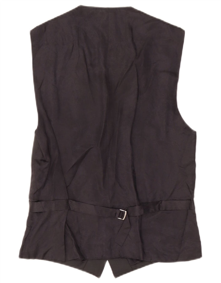 Vintage dobbeltradet vest til mænd IT 48 Medium Sort viskose