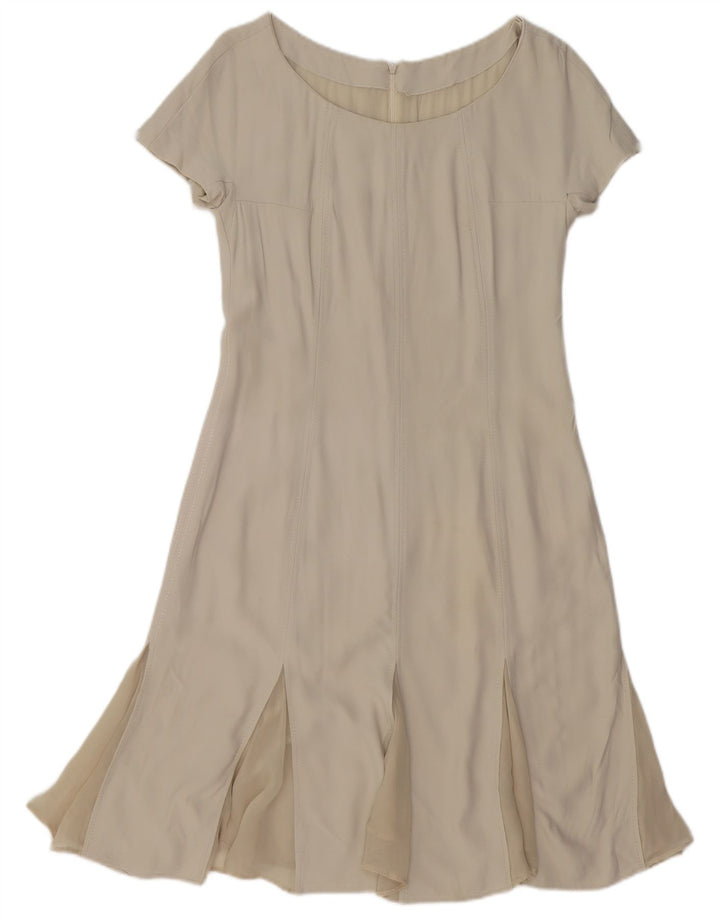 VINTAGE Dame A-Line Kjole UK 12 Medium White