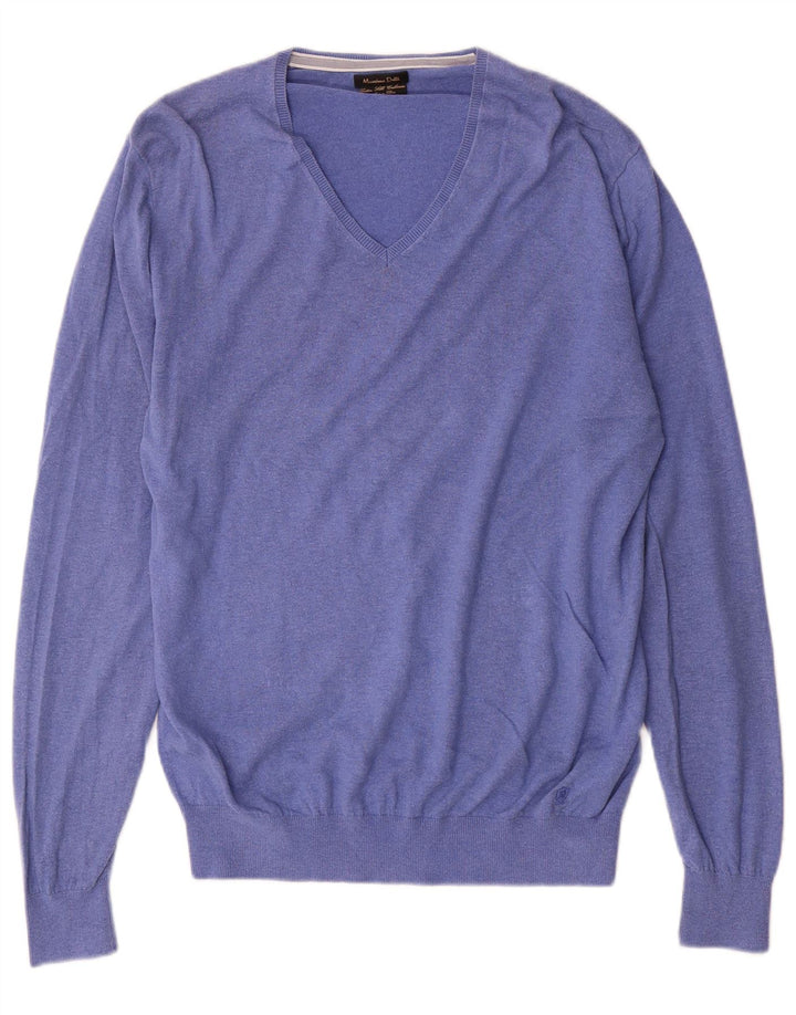 Massimo Dutti Herre V-hals sweater Stor Blå Bomuld