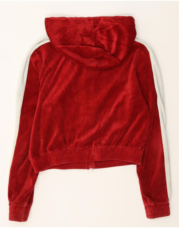 Fila Dame Oversized Crop Zip Hoodie Sweater UK 10 Small Red Colourblock
