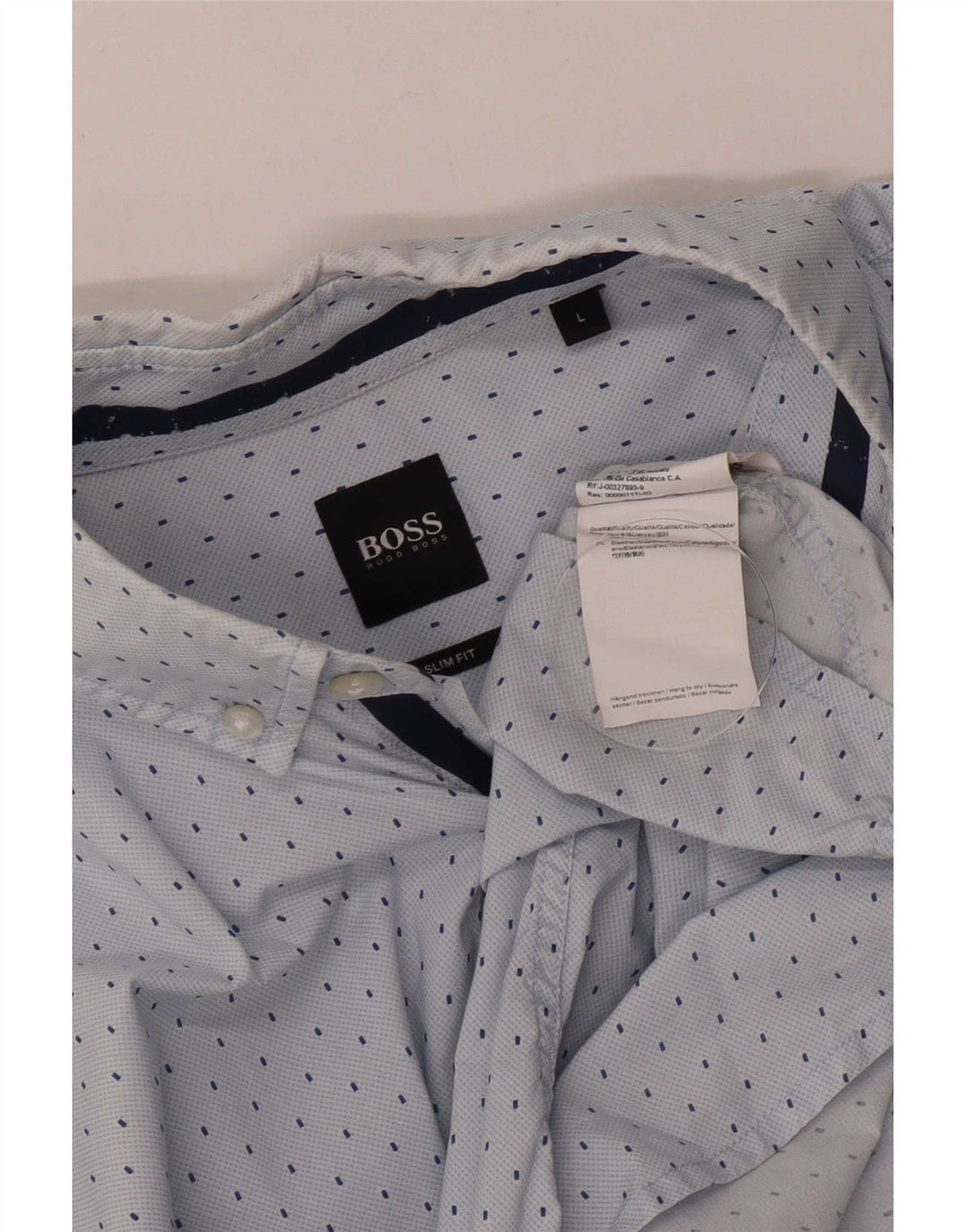 Hugo Boss Herre Slim Fit skjorte Stor blå plettet bomuld