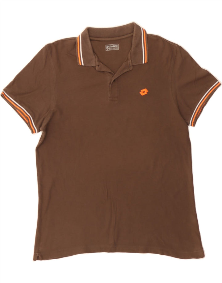 LOTTO Mens Polo Shirt XL Brown Cotton Vintage Lotto and Second-Hand Lotto from Messina Hembry 